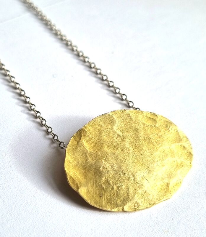 large brass pebble necklace - product images
