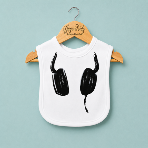 DJ,Headphones,Baby,Bib,dj headphones velcro baby bib, uk baby bib, cute baby bib, cotton baby bib, funny baby bib, cute baby clothes, funny baby clothes, unique baby gifts, baby shower, baby shower gift, cool baby bib, cool baby clothes, unisex baby bibs, dribble bibs