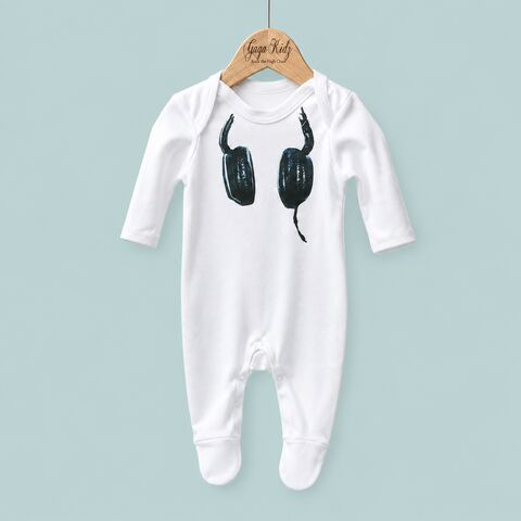 DJ,Headphones,Baby,Romper,baby dj, dj headphones, baby romper suit, dj gift, baby onesie, music baby, future dj, baby one piece, new baby gift, funny baby grow