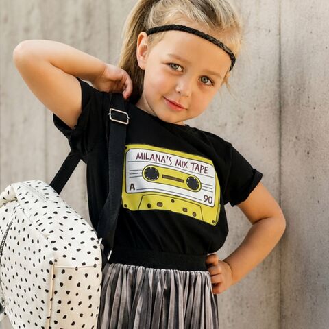 Custom,Mix-Tape,T-Shirt,(various,colours),retro tshirt, cassette shirt, cassette tape, mix tape, custom shirt, my mix tape, personalised shirt, hipster kid, hipster baby, trendy kid, trendy baby, summer shirt, music shirt, kids clothes, baby clothes, toddler shirt