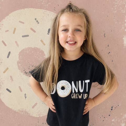 Donut,Grow,Up,T-Shirt,donut tshirt, donut party, white donut, doughnut, kids shirt, do not grow up, never grow up, boys shirt, girls shirt, baby tee, baby t-shirts, cool baby tees, cotton baby t-shirt, funny baby tee, cute baby clothes