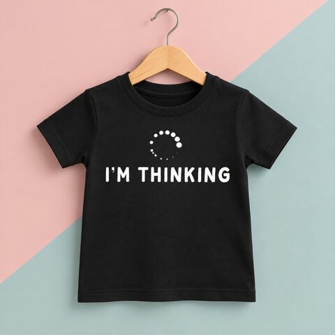 I'm,Thinking,Black,or,White,T-Shirt,i'm thinking kids t-shirt, computer loading, funny gamer geek tshirt, nerd, future programmer, i'm waiting, children's tee, brain dead, 