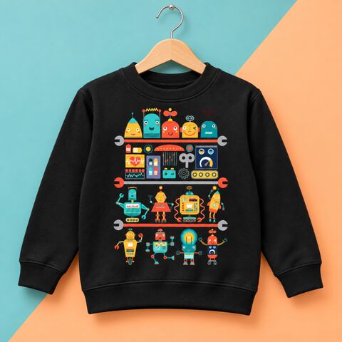 Robot,Sweatshirt,robot sweatshirt, robo sweater, robotics jumper, nerd, nerdy kids, geeky, geek toddler top, sci-fi, science fiction costume, vintage, retro, funny, baby, machines, futuristic, anime, trendy, alternative