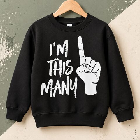 I'm,This,Many,1,Sweatshirt,1 hand gesture, i'm this many one, fast one, wild & one, 1st birthday, aged 1, turning one toddler, first party outfit, what's my age top, turning one