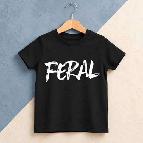 Feral,Black,or,White,T-Shirt,feral t-shirt, born during lockdown, wild thing, crazy kids, savage toddler, fierce children's tee, wild one, wild and one, wild baby, wild child, trendy kids tshirt, funny slogan youth top, children's gifts, two wild, wild and three