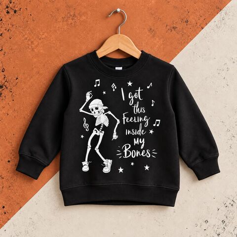 I've,Got,This,Feeling,Sweatshirt,halloween, skeleton, skull, funny bones, i've got this feeling inside, outfit, dress up, costume, trick or treat, spooky, alternative, punk, goth emo, toddler jumper, baby, child, kids sweatshirt, sweater, crew neck, top, unisex, boy, girl, trendy, cool