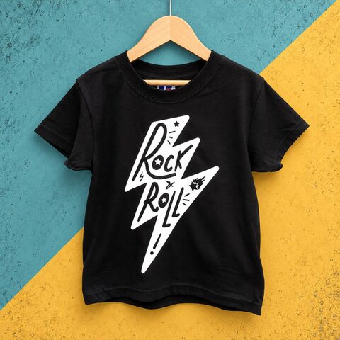Rock,&,Roll,Lightning,Bolt,Black,or,White,T-Shirt,lightning bolt, rock thunder bolt, little rocker, rock star, kids rock, rock baby, rock n roll, rocker clothes, rock tshirt, festival tshirt, music festival, festival clothing, festival wear, kids music festival, rocker shirt, alternative baby tshirt