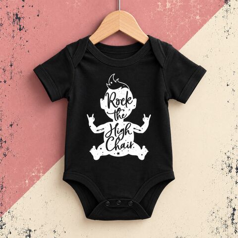 Rock,the,High,Chair,Black,or,White,Bodysuit,rock the high chair, gaga kidz, rock baby, rock toddler, rock n roll, rock baby gifts, funny baby clothes, funny baby gifts, baby shower ideas, baby clothing, hipster baby clothes