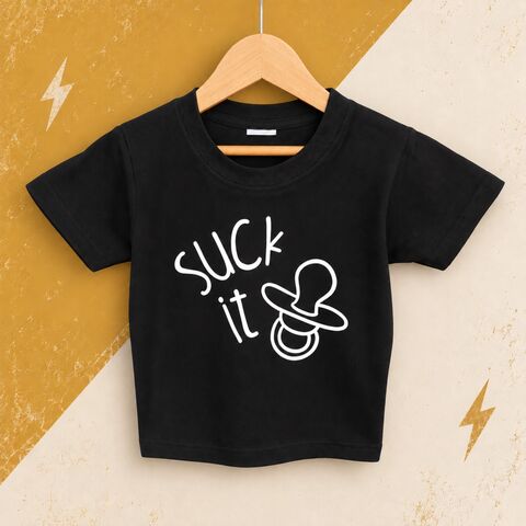 Suck,It,Black,or,White,T-Shirt,kids tshirt, funny toddler, suck it, alternative baby gifts, sarcastic kids clothes, funny tshirt, punk t-shirt, funny kid, funny baby, funny baby shower gift