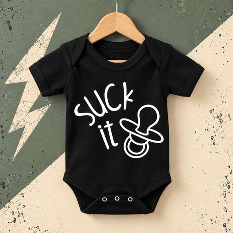 Suck,It,Black,or,White,Bodysuit,suck it, you suck, gaga kidz, funny baby, funny toddler, new baby gifts, sarcastic baby, funny baby clothes, funny baby gifts, baby shower ideas, baby clothing, hipster baby clothes