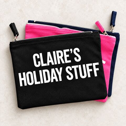 Custom,Straight,Text,Pouch,(Various,Colours),custom text letter name, personalise, pencil case, back to school, bridesmaid, cosmetic wallet, make up bag, makeup storage, toiletry wash bag, wipes pouch nappy pouch, diaper clutch, nappy wallet, small canvas travel zipper wallet, changing bag, new mum 