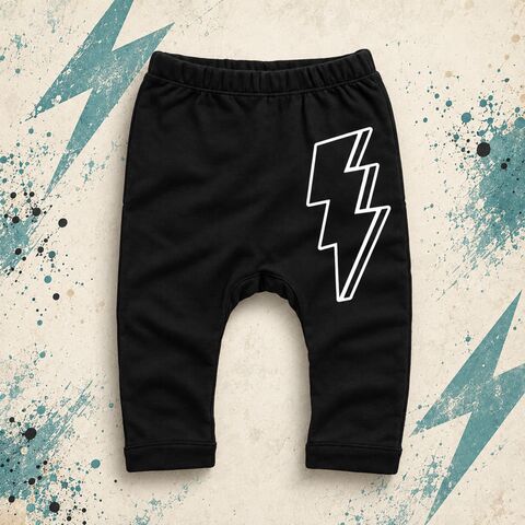 Lightning,Bolt,Leggings,lightning bolt, thunderbolt, music, alternative, punk, indie, rock and roll, loungewear, kids leggings, children's leggings, baby & toddler leggings, gift, grey, black, boy, girl, unisex