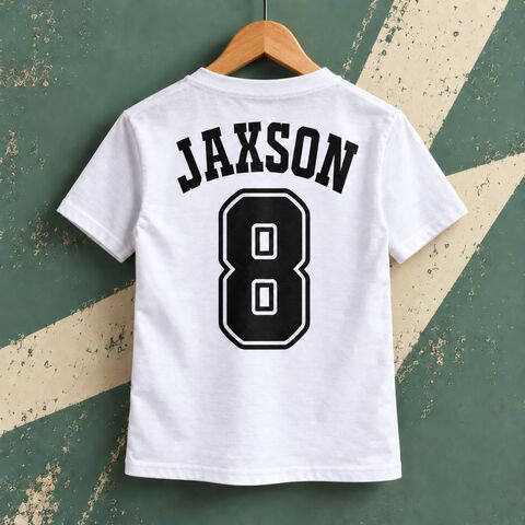 Custom,Sports,Name/Number,Black,or,White,T-Shirt,sport number toddler tee, kids name and number t-shirt, children's football tees, sports kids top, personalised youth name number t-shirt, world cup, euro's, favourite player team, american sports, sports day, baseball