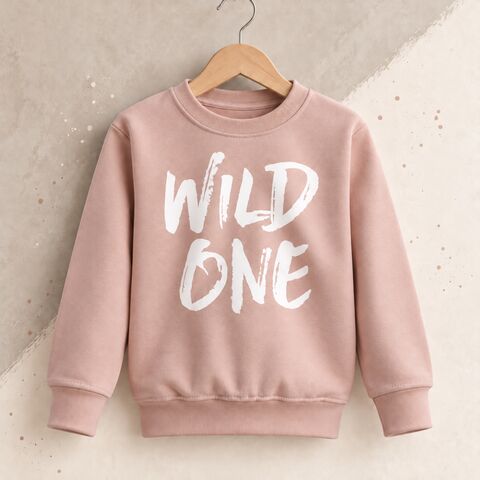 Wild,One,Dusty,Pink,Sweatshirt,wild and one, wild 1 birthday, aged 1, turning one, 1st birthday party outfit, dusty pink, wild one, wild girl, wild child, kids sweatshirt, kids sweater, crew neck sweater, baby sweater, baby sweatshirt, toddler sweatshirt, girls sweater, girls clothes