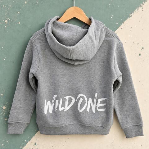 Wild,One,Hoodie,wild one, wild child, 1st birthday party outfit, gift for 1 year old, first birthday, grey hoodie, kids pullover, cool kids hoodie, children's hoodie, baby hoodie, toddler hoodie, junior hoodie, infant hoodie