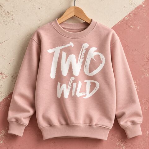 Two,Wild,Dusty,Pink,Sweatshirt,two wild, wild & two, wild 2nd birthday, aged 2, turning two, 2nd birthday party outfit, dusty pink, wild one, wild girl, wild child, kids sweatshirt, kids sweater, crew neck sweater, baby sweater, baby sweatshirt, toddler sweatshirt, girls sweater, girls