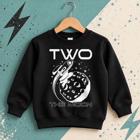 Two,the,Moon,Sweatshirt,two the moon, outer space theme, rocket, planets, stars, racing birthday party outfit, terrible twos, two fast, 2 fast, race car, two wild, wild & two, wild 2nd birthday, aged 2, turning two, 2nd birthday party outfit, wild girl, wild child, boy, girl