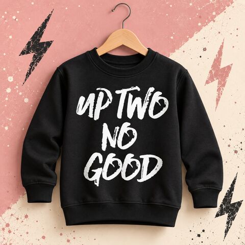 Up,TWO,No,Good,Sweatshirt,up to no good, toddler sweater, birthday jumper, two wild, wild child, kids sweatshirt, kids sweater, crew neck sweater, second birthday top, 2nd birthday outfit, baby sweater, baby sweatshirt, toddler crew neck, 2nd birthday gift, too wild, 
