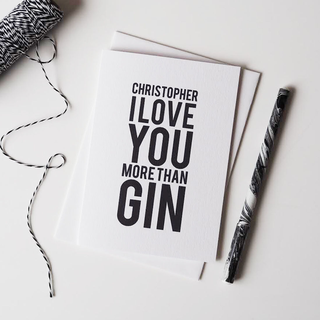 Love You More Than Gin Valentine's Card - Valentine's Card - Anniversary Card - Personalised Card - Funny Card  - product images  of 