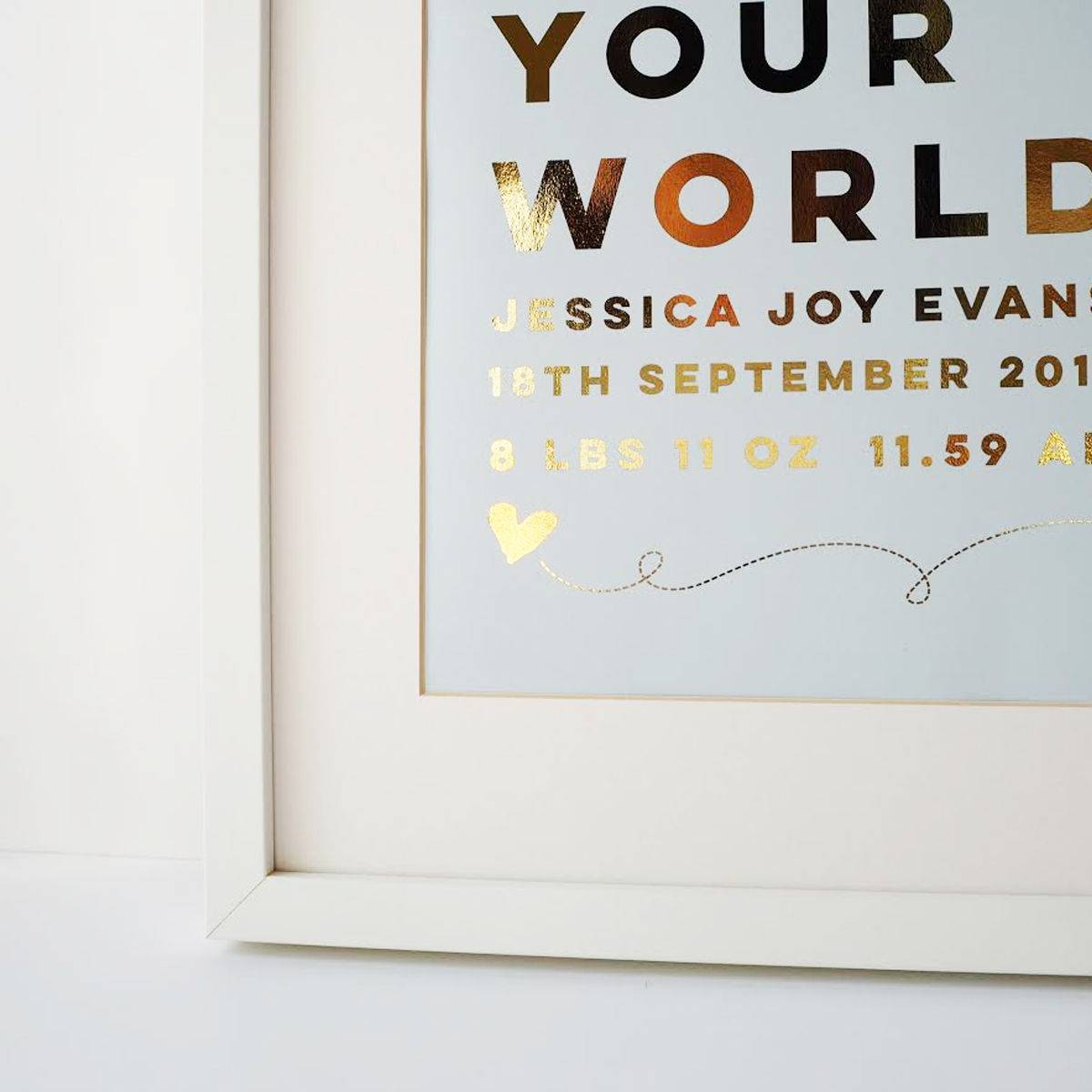 Gold Foil Personalised New Baby Print - This Is Your World Print - New Baby Print - Gold Foil Print - product images  of 