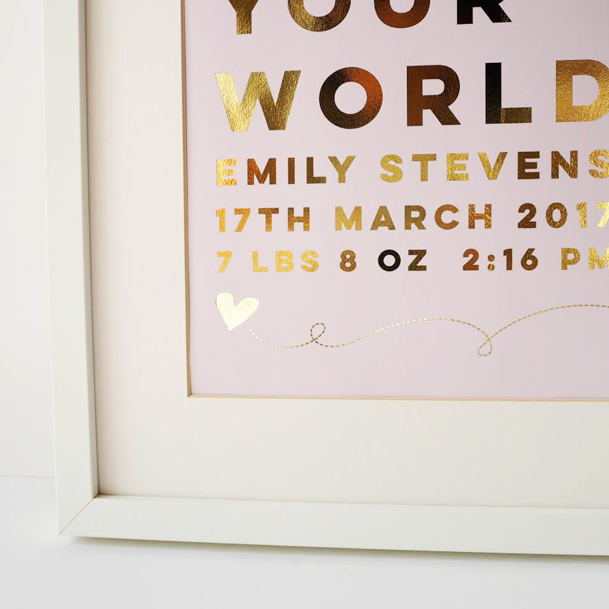 Gold Foil Personalised New Baby Print - This Is Your World Print - New Baby Print - Gold Foil Print - product images  of 