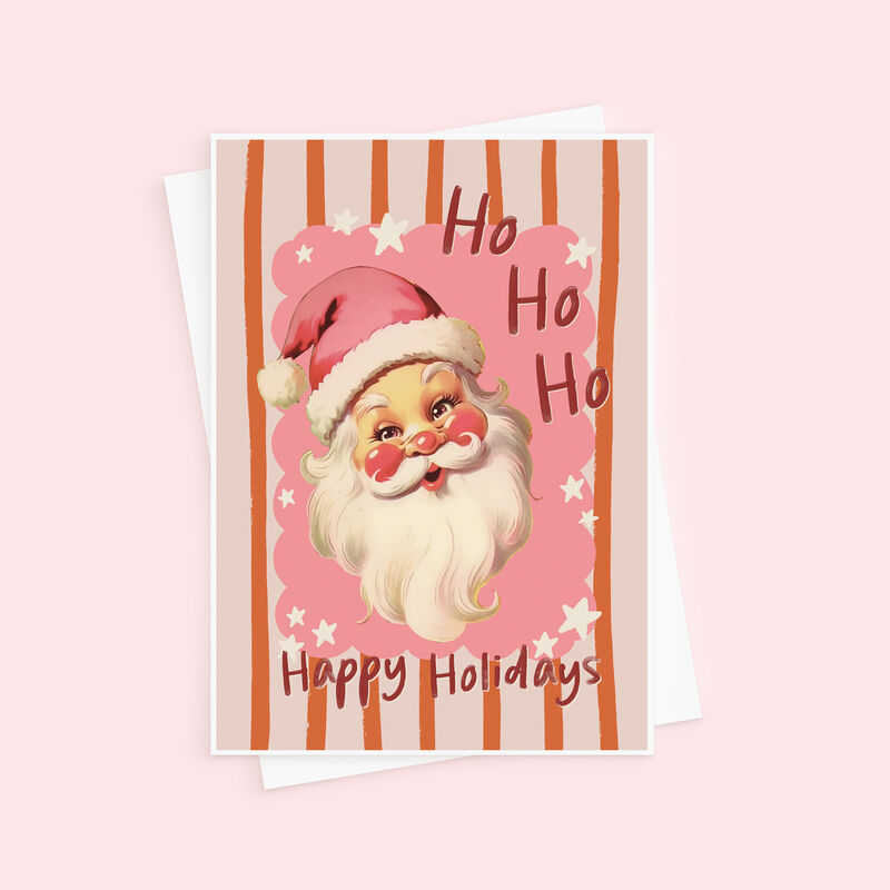 Happy Holidays Retro Santa Christmas Card - product images  of 