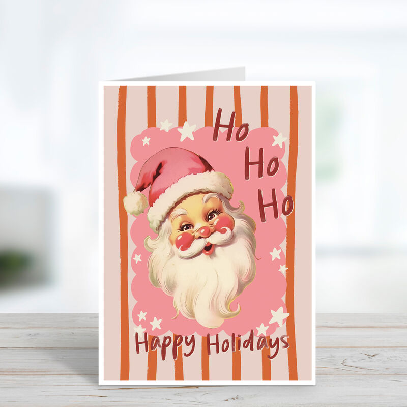 Happy Holidays Retro Santa Christmas Card - product images  of 
