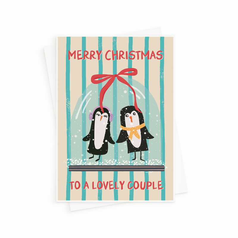 Cute Penguin Couple Christmas Card - product images  of 