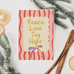 Peace,,Love,,Joy,&,Hope,Christmas,Card,Paper_Goods,Cards,card,greetings_card, Christmas, christmas, christmas card, peace, love, joy, hope, Christmas card for family, Christmas card for friend, positive, typography