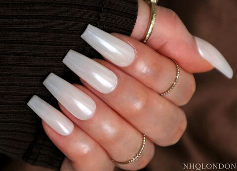 GLAZED,white chrome nails, glazed doughnut nails, chrome press on nails