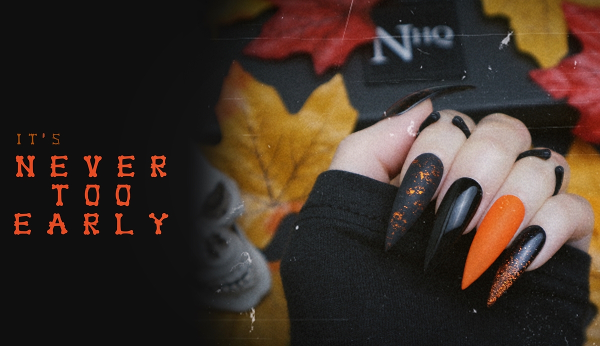 luxury press on nails, spooky season nails