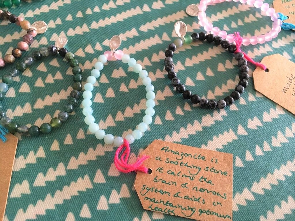 Yoga beaded bracelet with silver shell charm Silverbean Jewellery