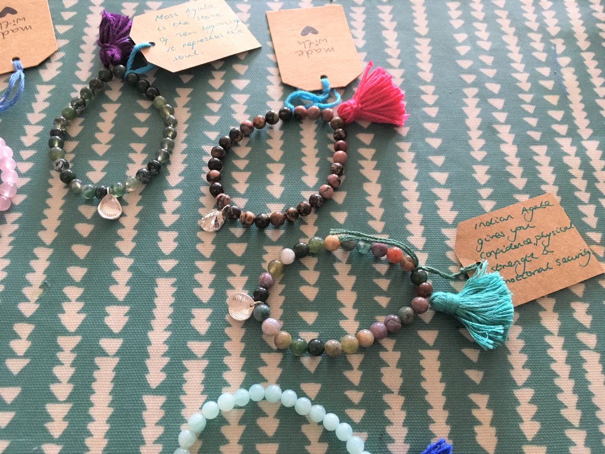 Yoga beaded bracelet and tassle Silverbean Jewellery