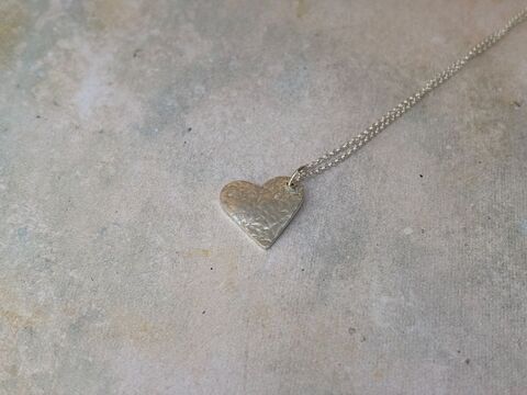 Remodelled,textured,heart,necklace,Remodelled jewellery, recycled jewellery, sustainable jewellery, memory jewellery