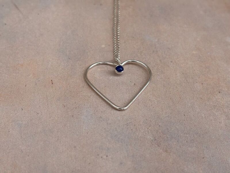 Gemstone silver heart necklace - product images  of 