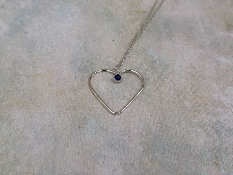 Gemstone silver heart necklace - product images  of 