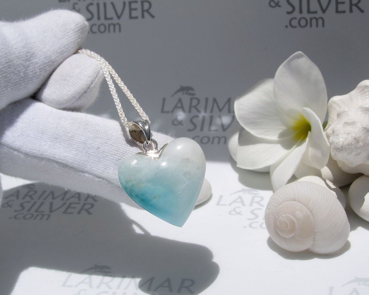 SOLD OUT - Larimar heart pendant, Snow White Mermaid  - product images  of 