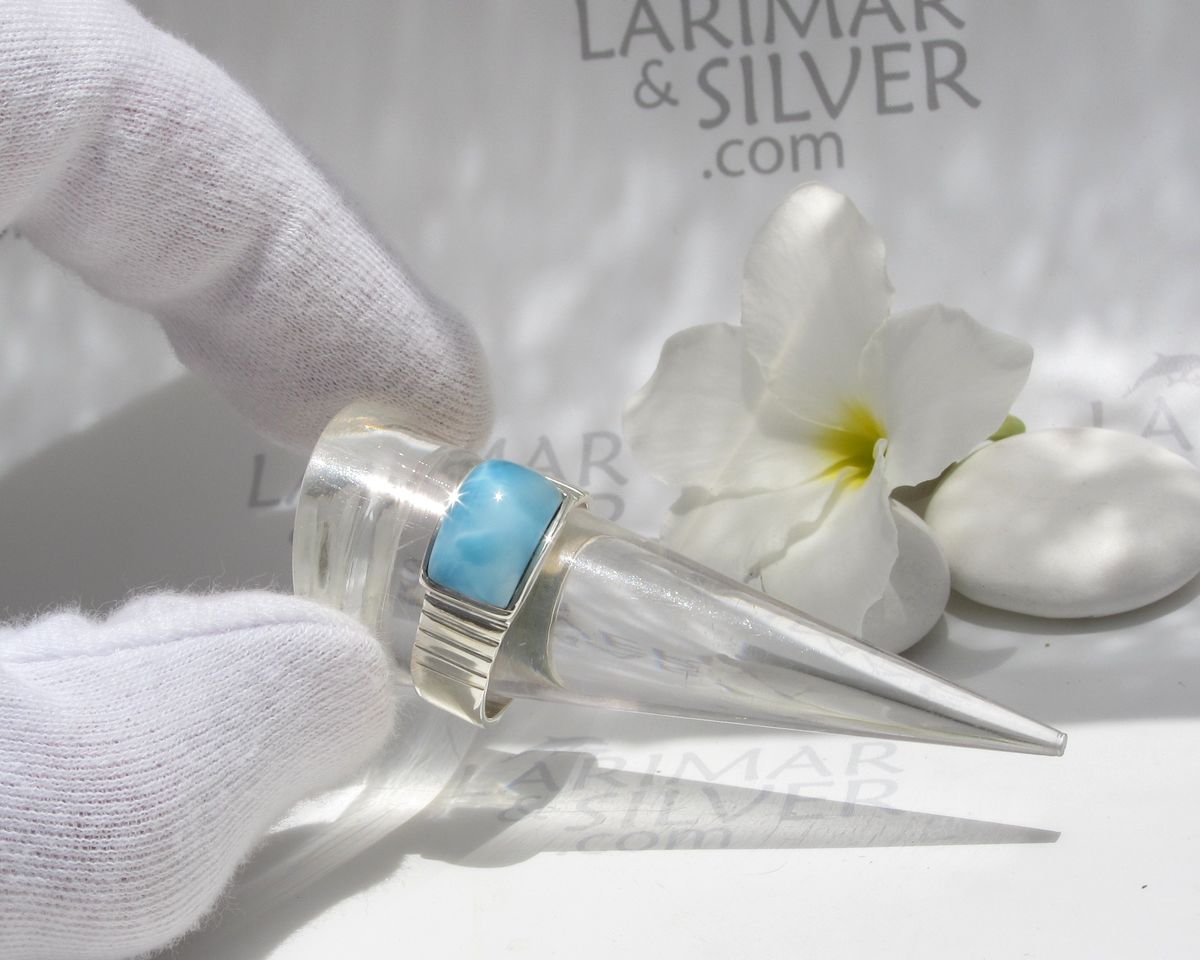 SOLD OUT - AAA Larimar band ring size 12, Man of Atlantis 28 - product images  of 
