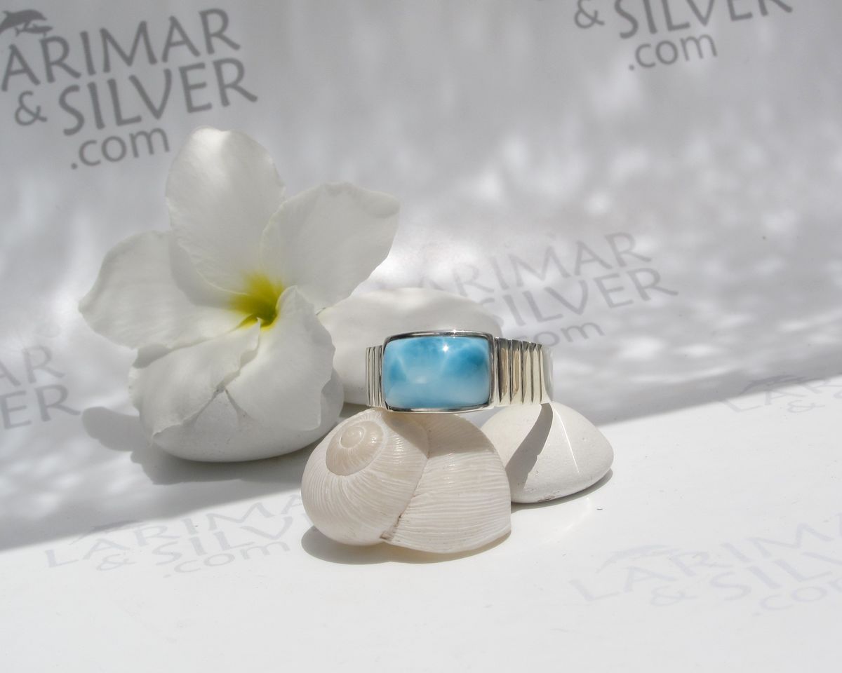 SOLD OUT - AAA Larimar band ring size 12, Man of Atlantis 28 - product images  of 