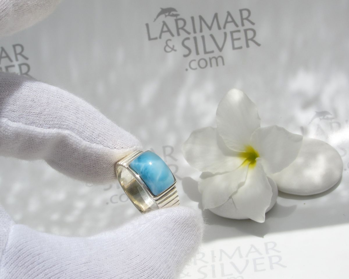 SOLD OUT - AAA Larimar band ring size 12, Man of Atlantis 28 - product images  of 