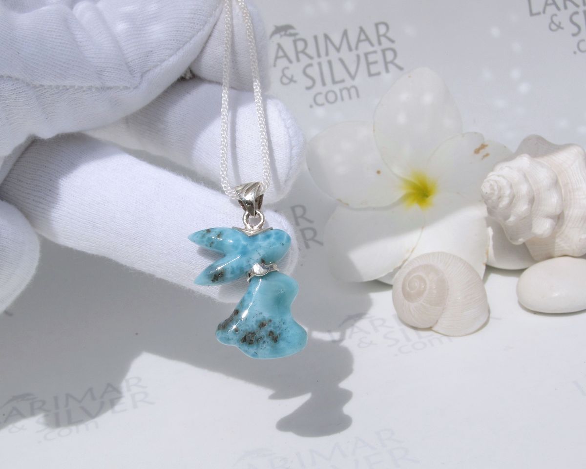 SOLD OUT - Kawaii Larimar rabbit pendant, My Bunny at the Sea 4 - product images  of 