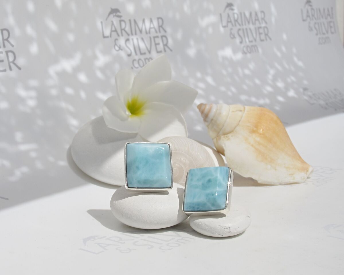 SOLD OUT - Larimar tile earrings, Pool Side - product images  of 