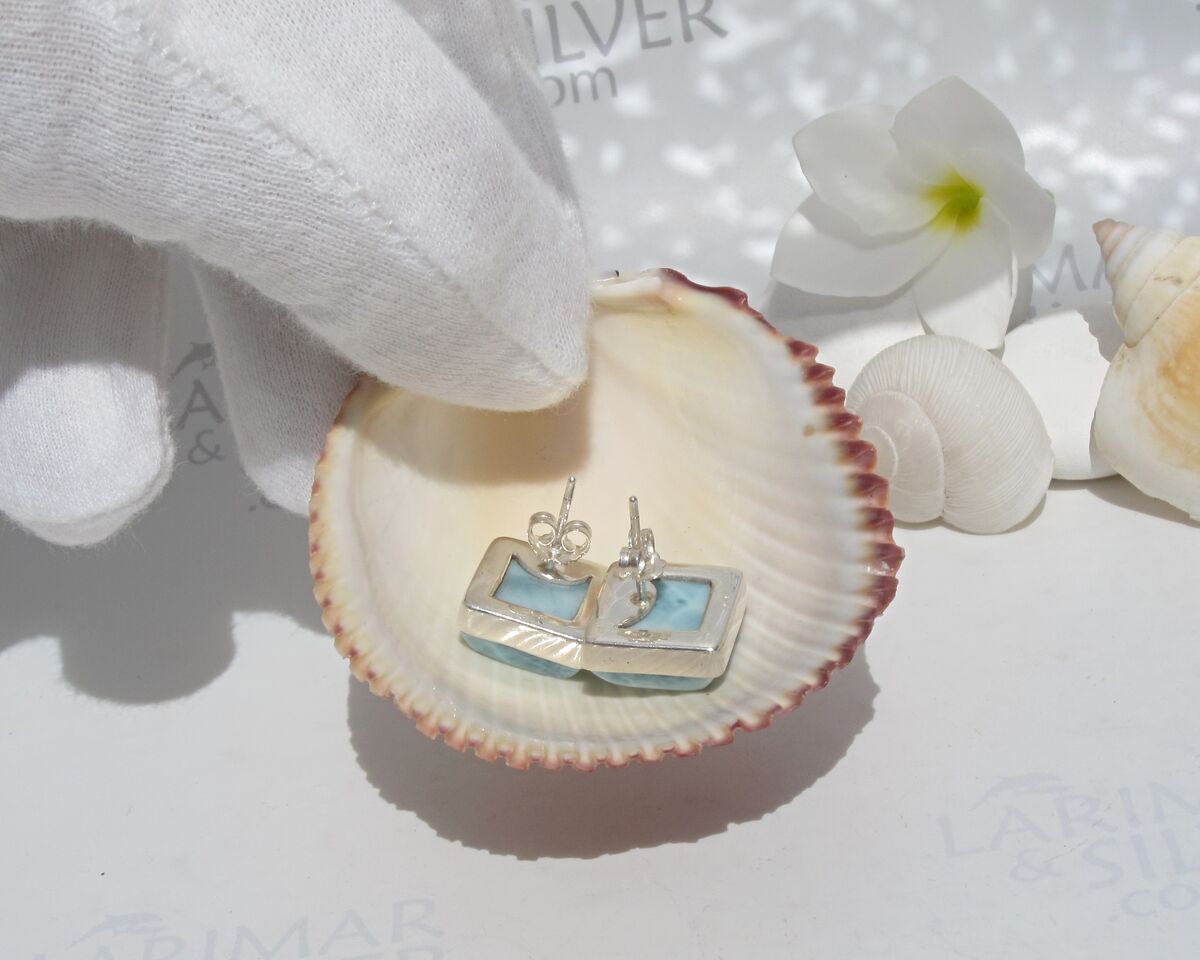 SOLD OUT - Larimar tile earrings, Pool Side - product images  of 