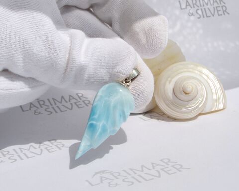 Crystal,blue,Larimar,wing,pendant,,Seaside,Angel,-,ET1749,Larimar pendant, wing pendant, larimar wing, angel wing, Larimar angel, blue angel, crystal wing, guardian angel, paradise pendant, larimar 925 silver, Larimar jewelry, gift for friend, sea foam pendant, 