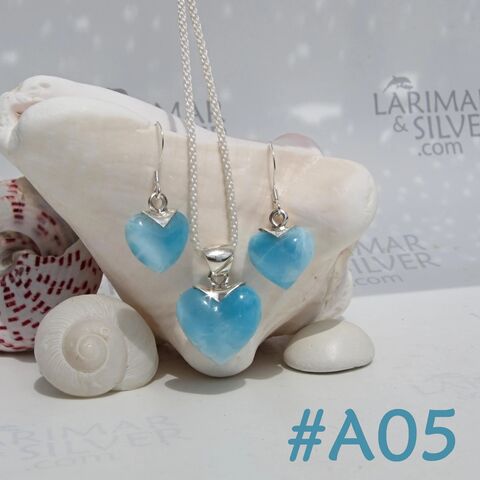 -,OOAK,Larimar,jewelry,set,,Siren,in,the,City,ET3449,Larimar stone, heart jewelry set, love jewelry set, siren heart, office siren, siren fashion, gen Z jewelry, self-love, heart earrings, heart pendant, romantic jewelry, romantic gift, lover gift