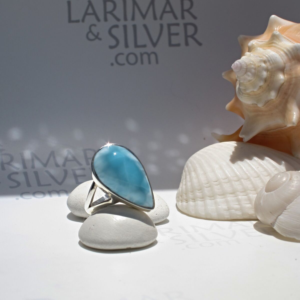 Relaxing Caribbean turquoise Larimar ring size 7, Beach Girl - ET3473 - product images  of 