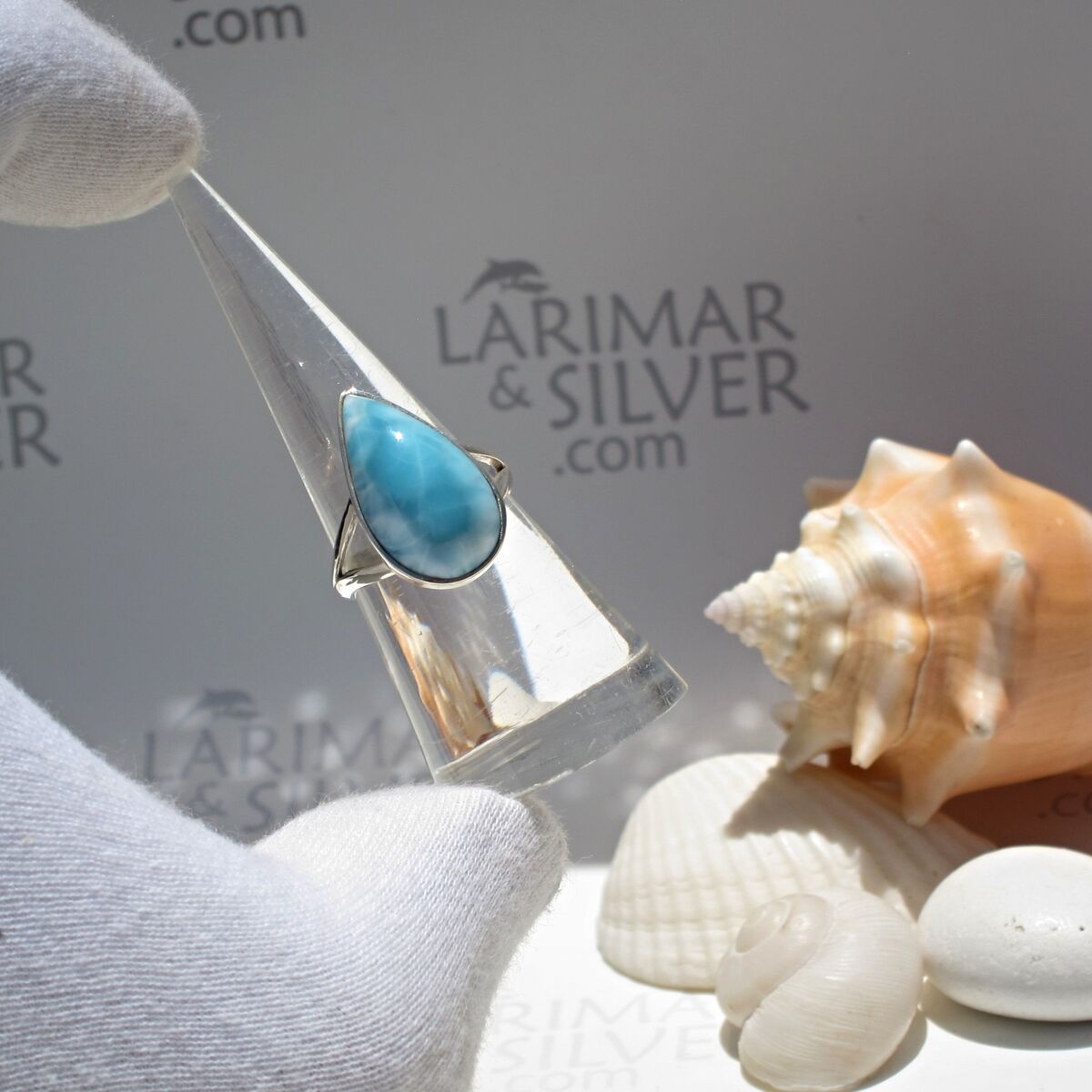Relaxing Caribbean turquoise Larimar ring size 7, Beach Girl - ET3473 - product images  of 
