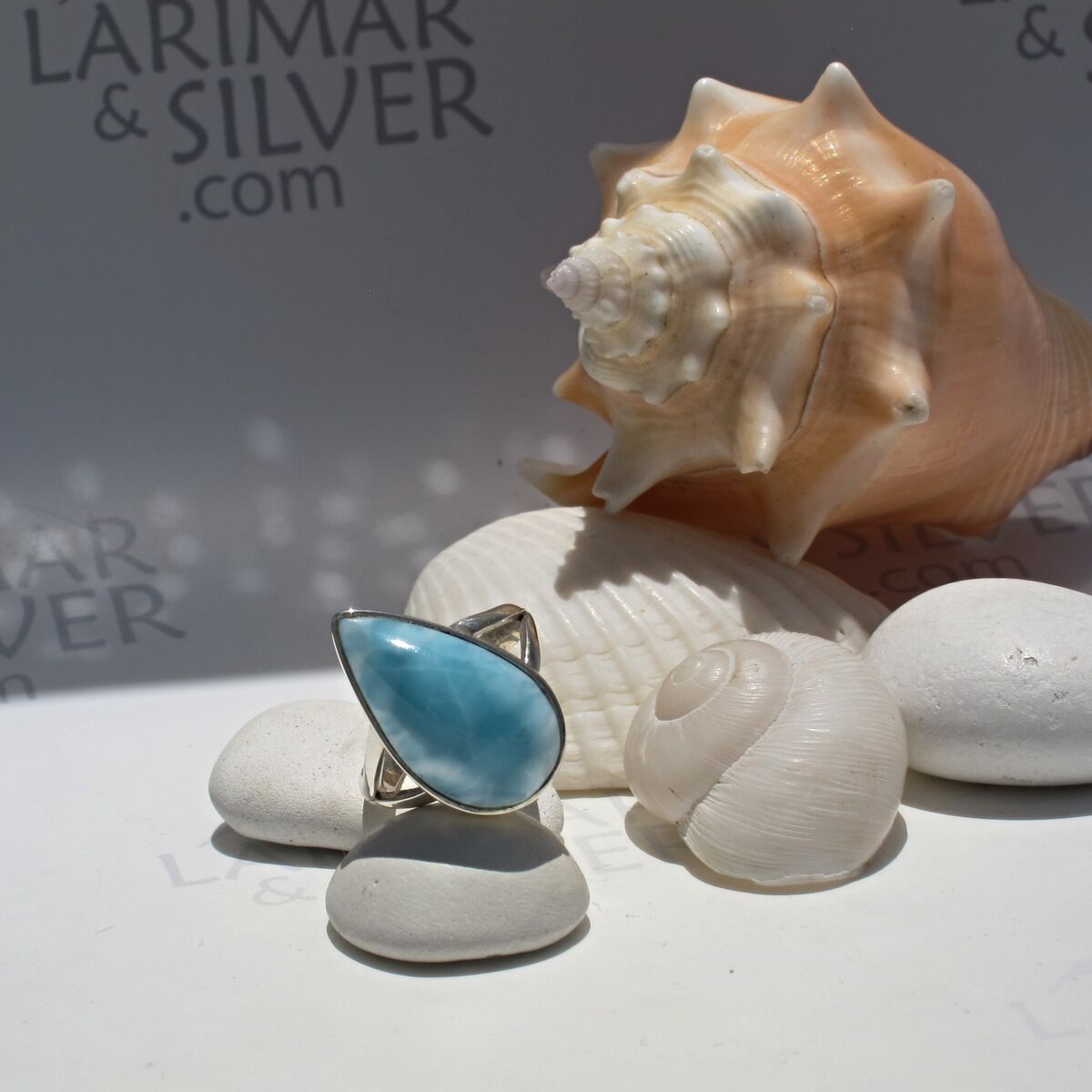 Relaxing Caribbean turquoise Larimar ring size 7, Beach Girl - ET3473 - product images  of 