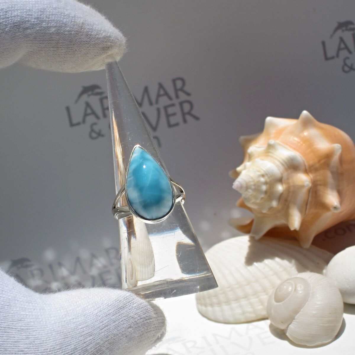 Relaxing Caribbean turquoise Larimar ring size 7, Beach Girl - ET3473 - product images  of 