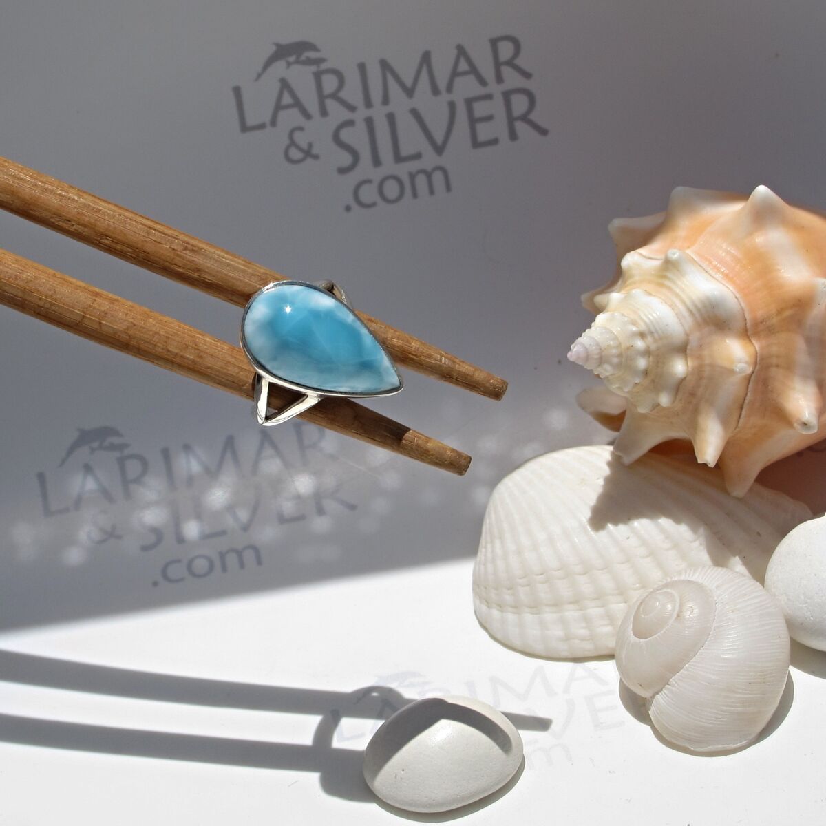 Relaxing Caribbean turquoise Larimar ring size 7, Beach Girl - ET3473 - product images  of 